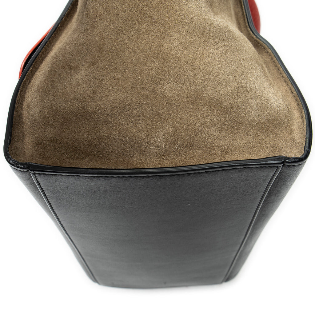 Bolso de hombro pequeño tricolor de piel de becerro granulada roja