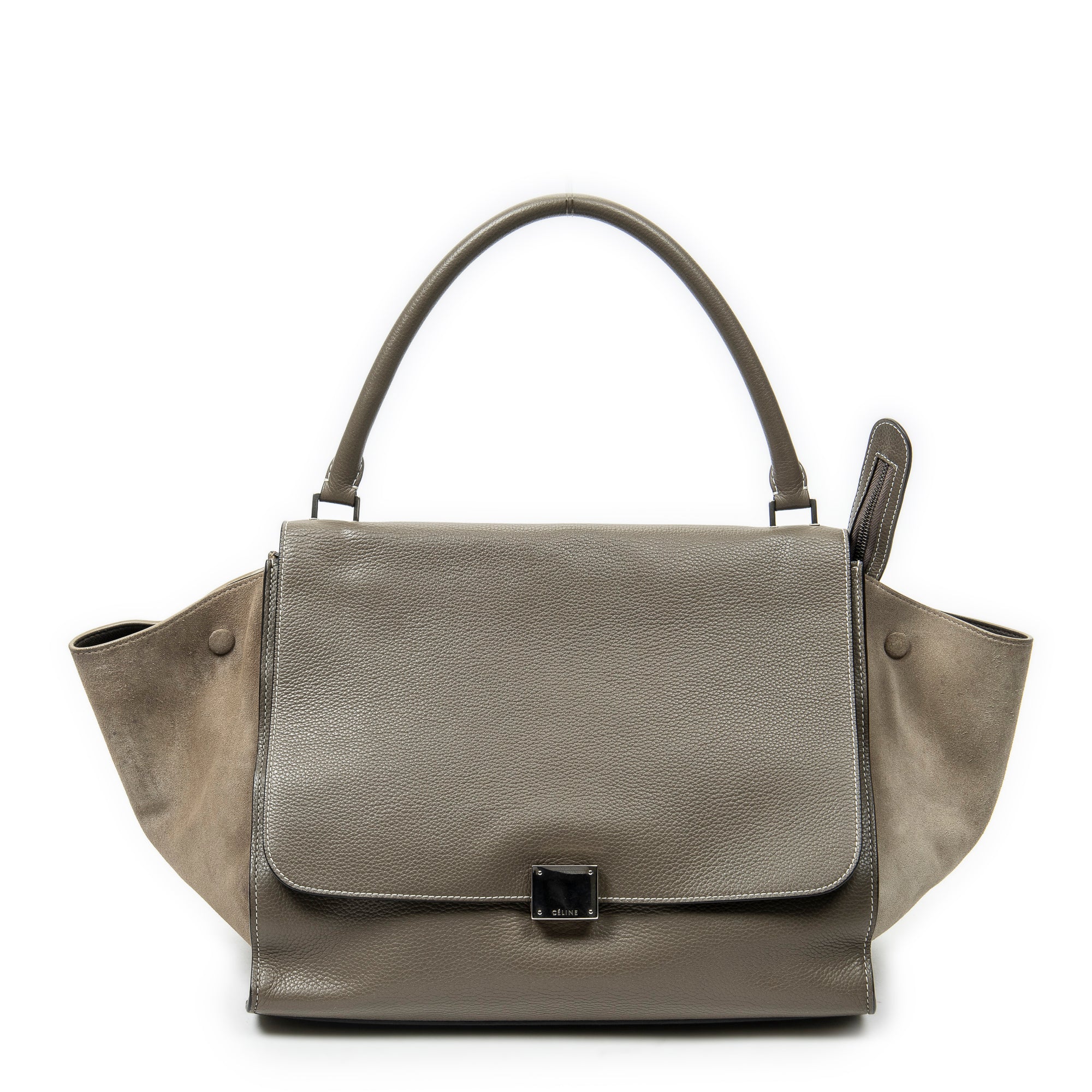 Shoulder Bag Large Trapeze Taupe Grained Calfskin Leather