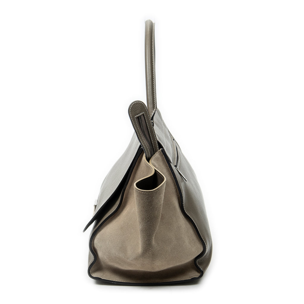 Bandolera Grande Trapecio Piel de Becerro Granulada Color Topo