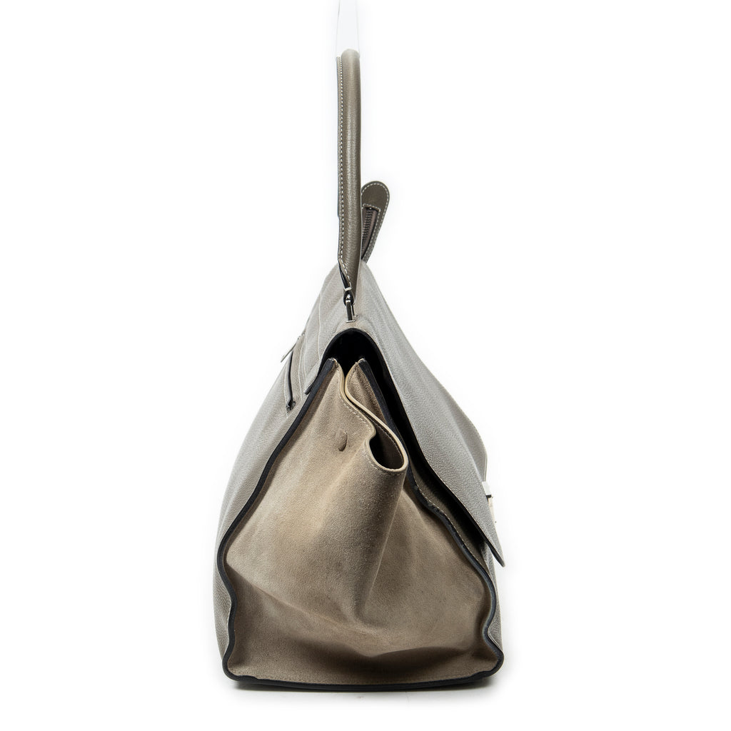Bandolera Grande Trapecio Piel de Becerro Granulada Color Topo