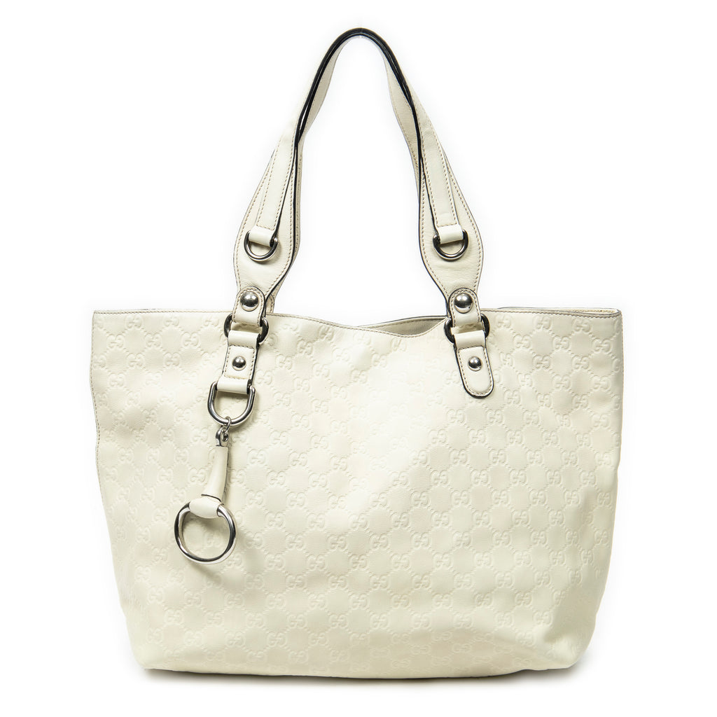 Shoulder Bag Icon Bit Tote White Guccissima Leather