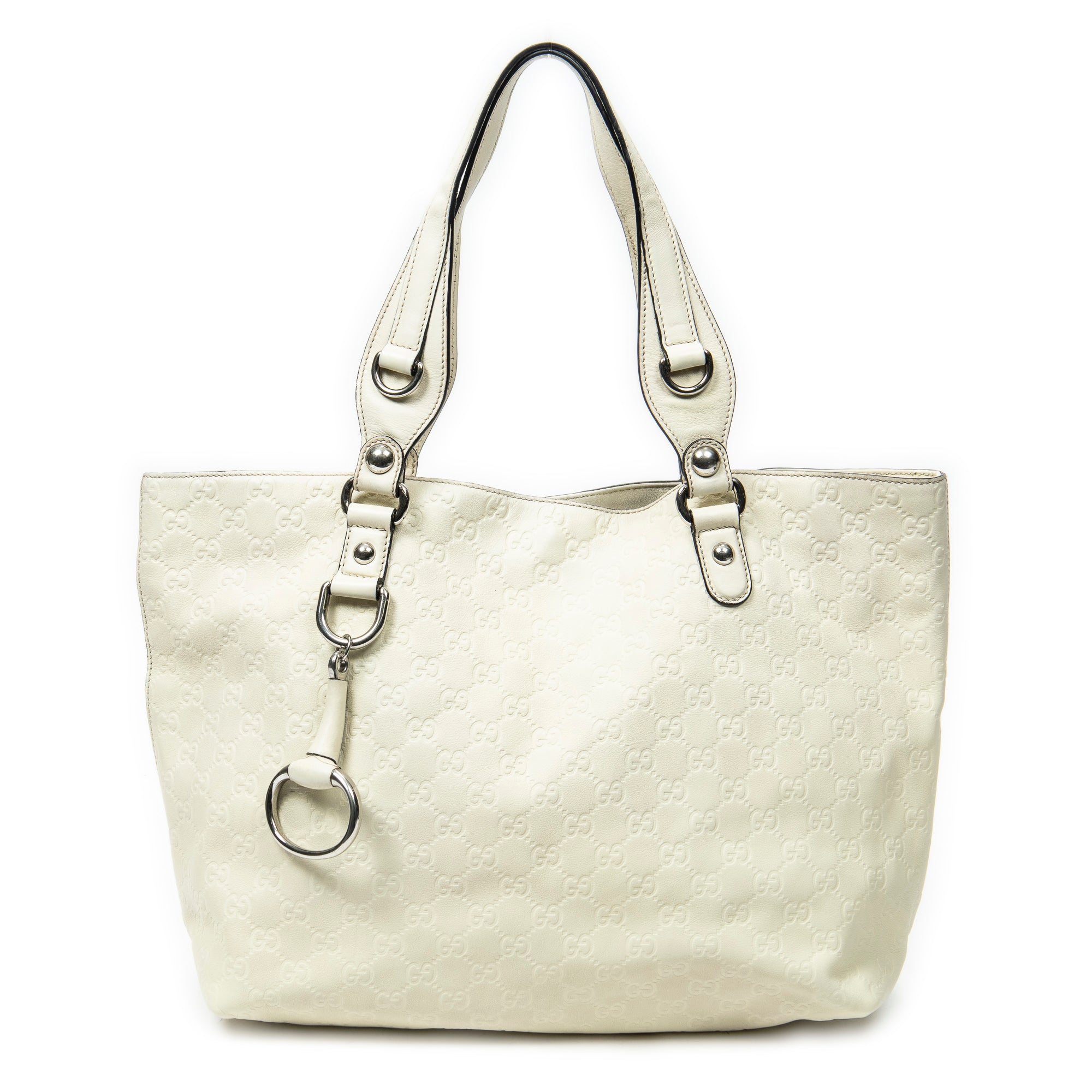 Shoulder Bag Icon Bit Tote White Guccissima Leather