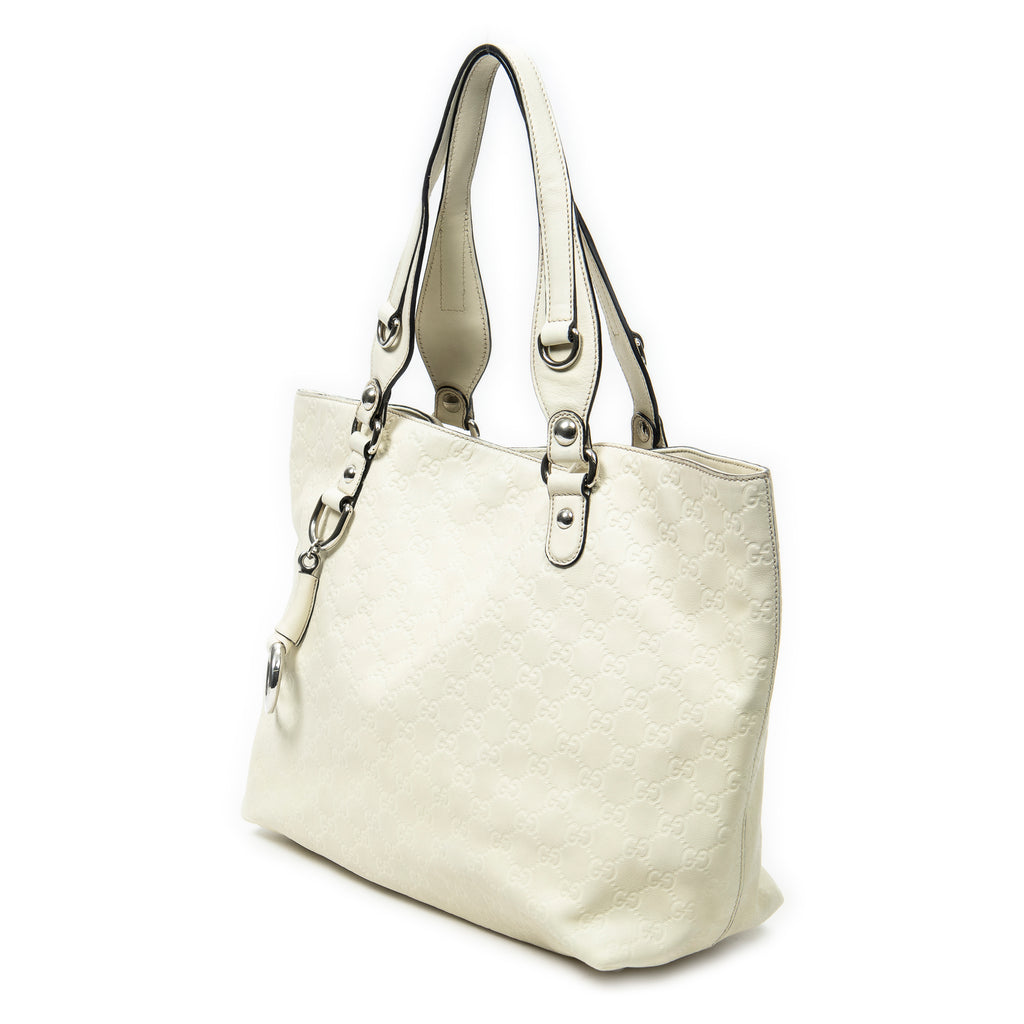 Shoulder Bag Icon Bit Tote White Guccissima Leather