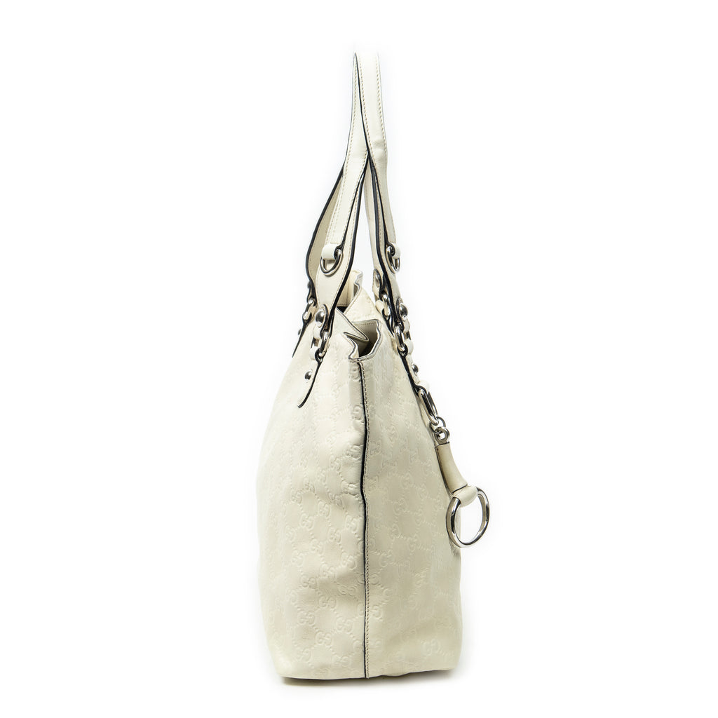 Shoulder Bag Icon Bit Tote White Guccissima Leather