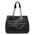 Shoulder Bag Soft Shopping Tote Black Cannage Lambskin Leather