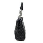Shoulder Bag Soft Shopping Tote Black Cannage Lambskin Leather