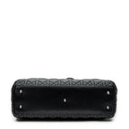 Shoulder Bag Soft Shopping Tote Black Cannage Lambskin Leather