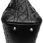 Shoulder Bag Soft Shopping Tote Black Cannage Lambskin Leather