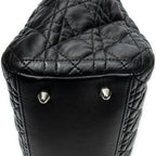 Shoulder Bag Soft Shopping Tote Black Cannage Lambskin Leather