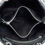 Shoulder Bag Soft Shopping Tote Black Cannage Lambskin Leather