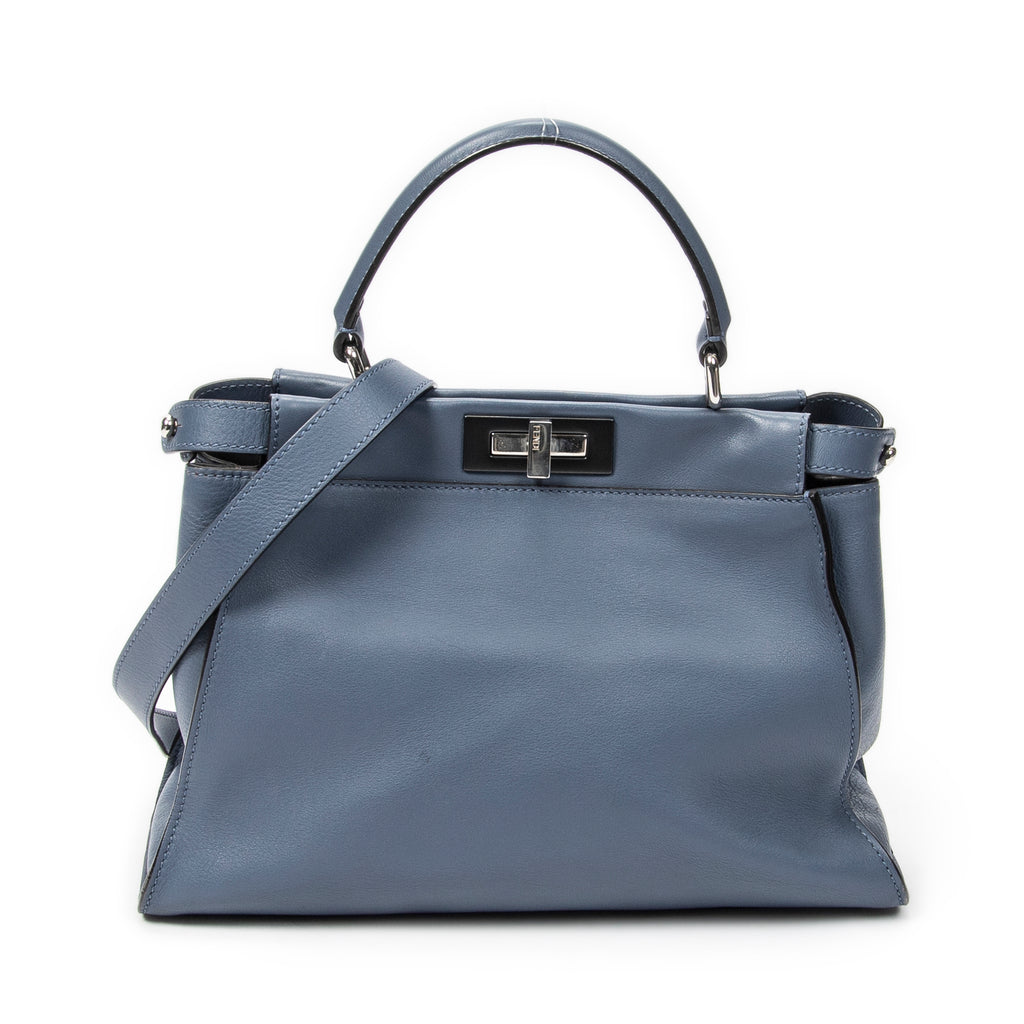Shoulder Bag Medium Peekaboo Light Blue Calfskin Leather