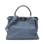 Shoulder Bag Medium Peekaboo Light Blue Calfskin Leather