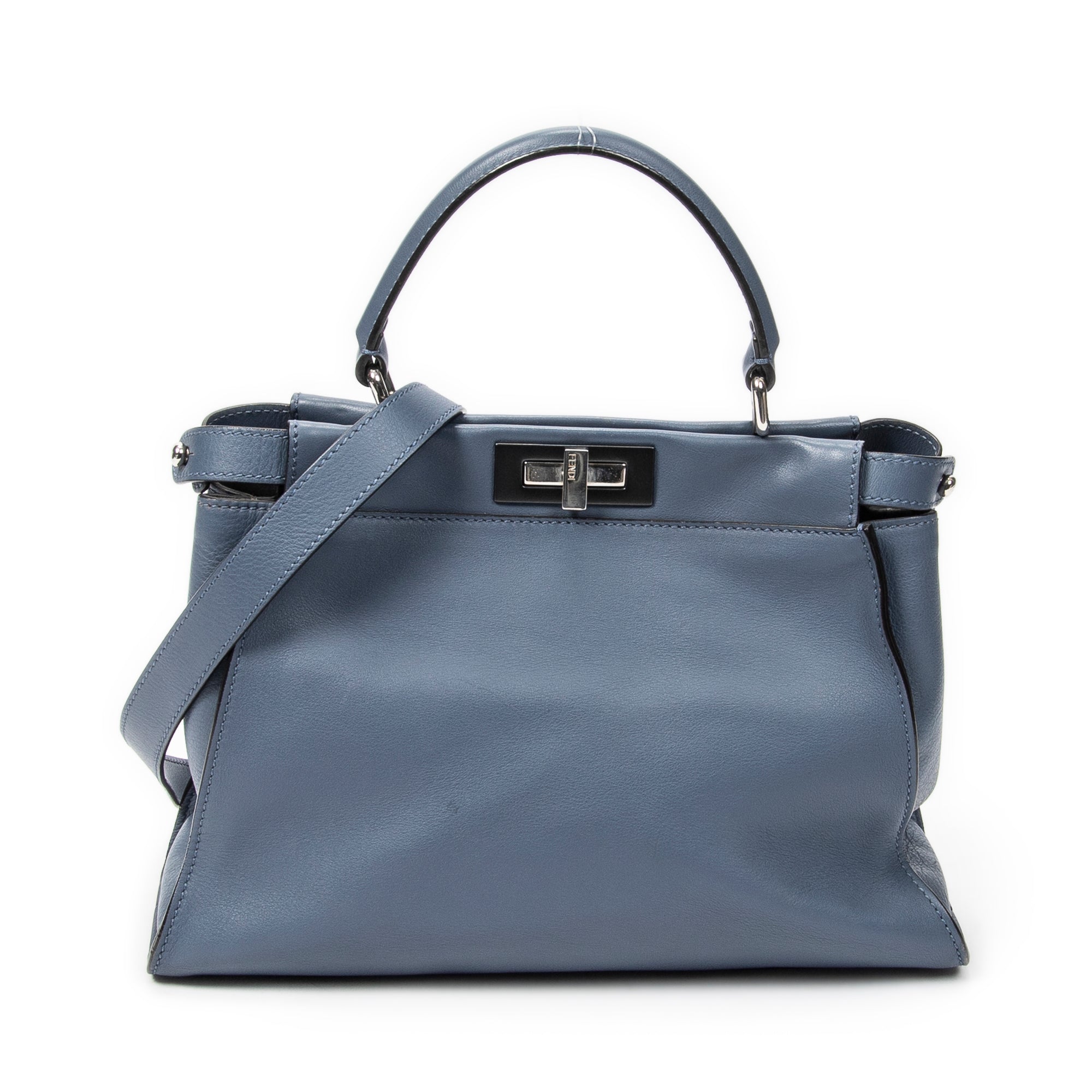 Shoulder Bag Medium Peekaboo Light Blue Calfskin Leather
