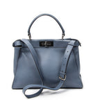 Shoulder Bag Medium Peekaboo Light Blue Calfskin Leather