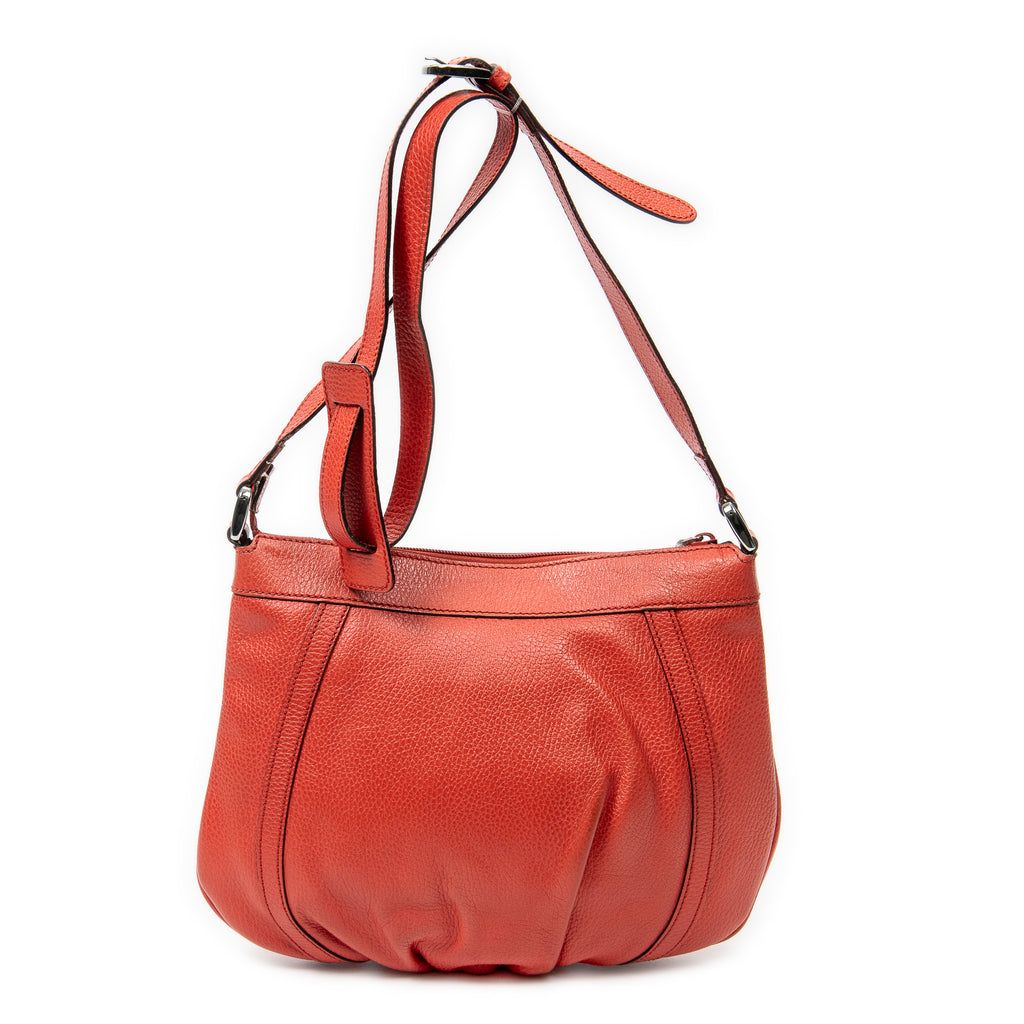 Shoulder Bag Small D-Ring Messenger Red Grained Calfskin Leather