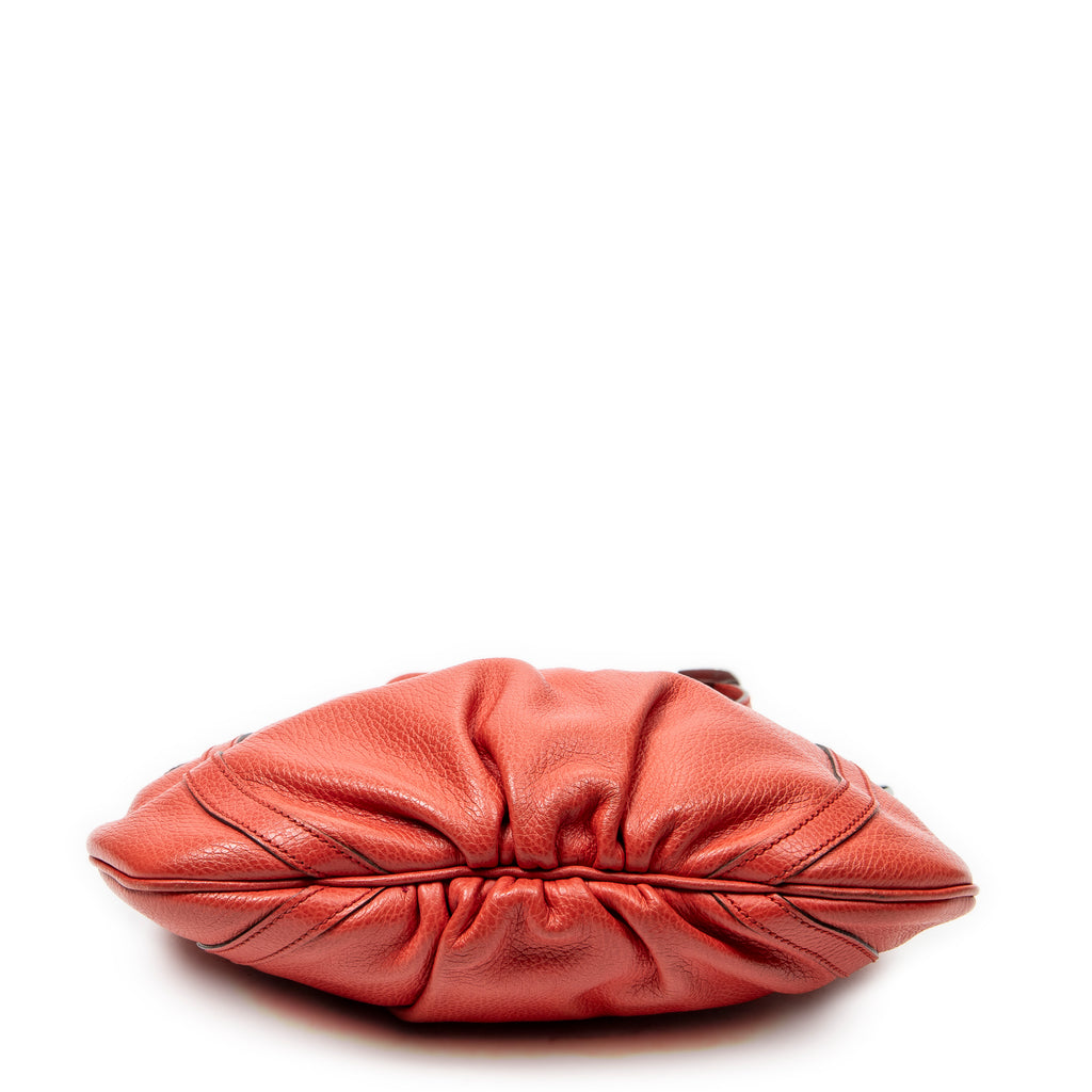 Shoulder Bag Small D-Ring Messenger Red Grained Calfskin Leather