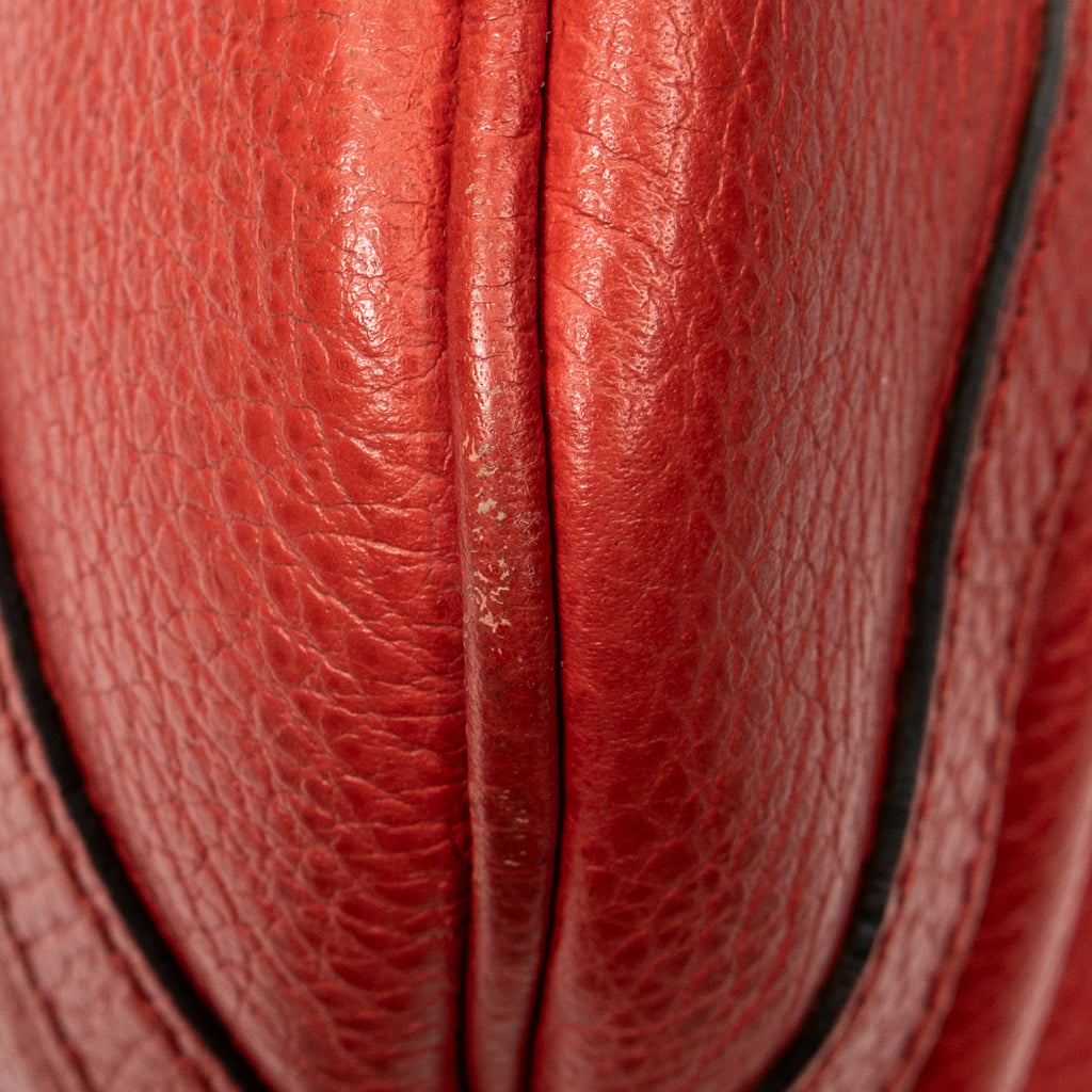 Shoulder Bag Small D-Ring Messenger Red Grained Calfskin Leather