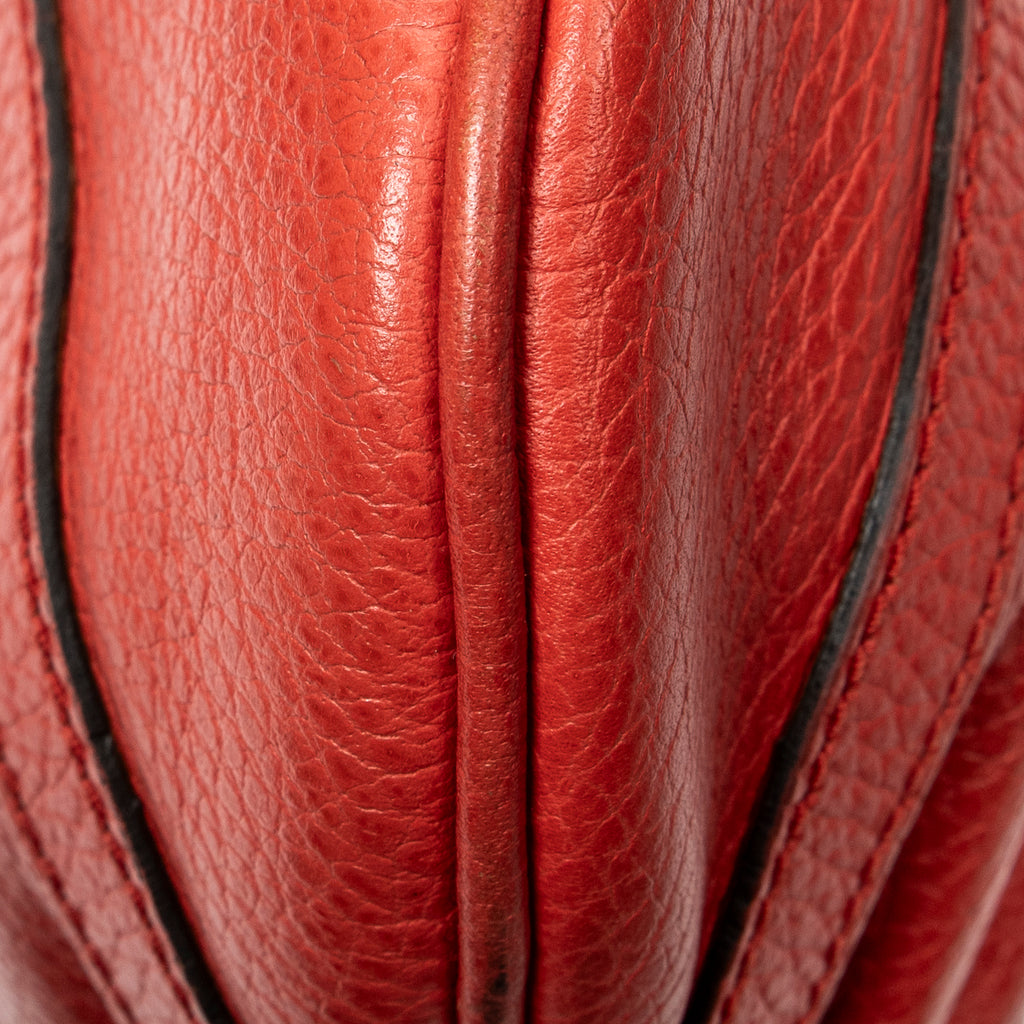 Shoulder Bag Small D-Ring Messenger Red Grained Calfskin Leather