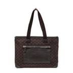 Shoulder Bag Medium Front Pocket Tote Dark Brown Monogrammed Nylon Canvas
