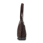 Shoulder Bag Medium Front Pocket Tote Dark Brown Monogrammed Nylon Canvas