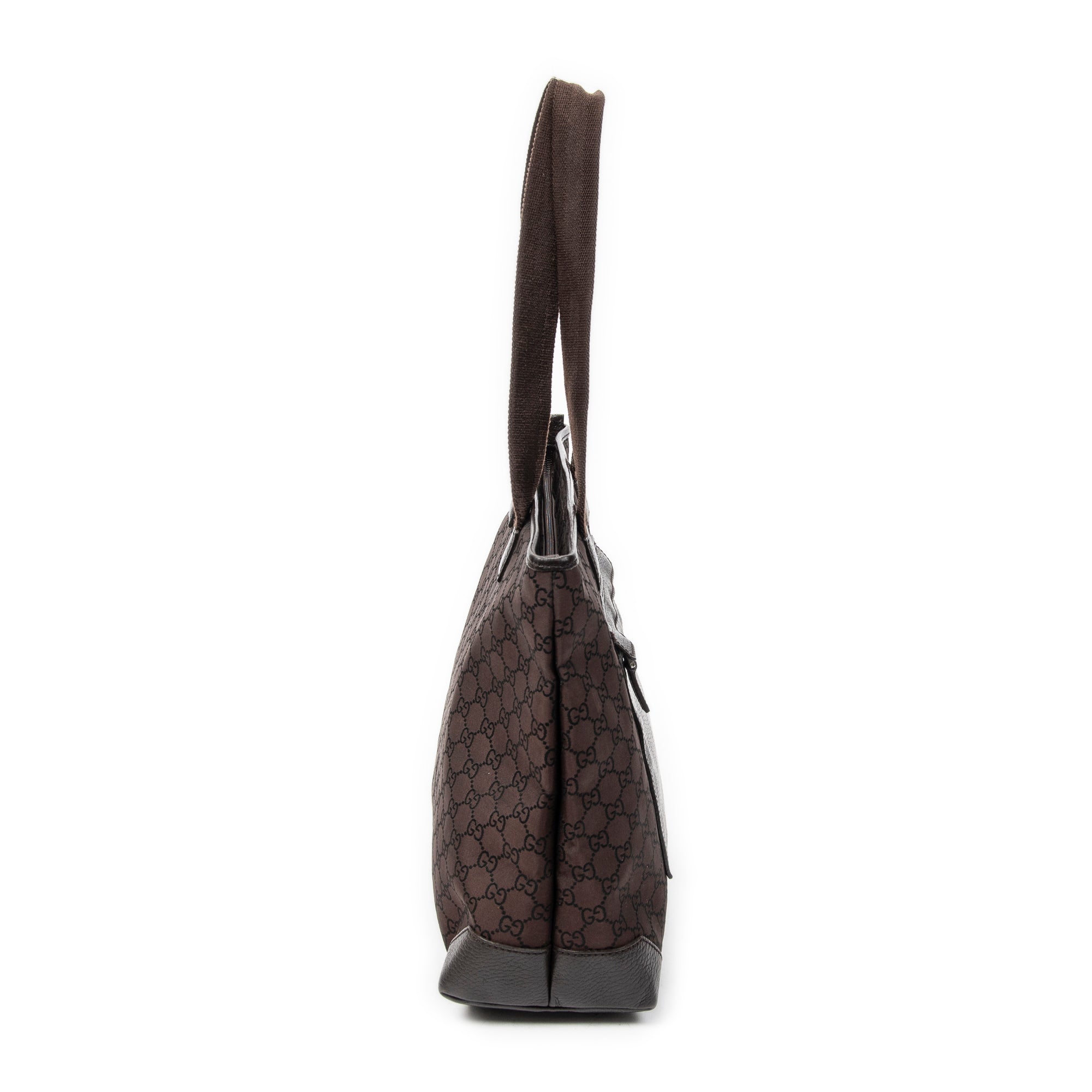 Shoulder Bag Medium Front Pocket Tote Dark Brown Monogrammed Nylon Canvas