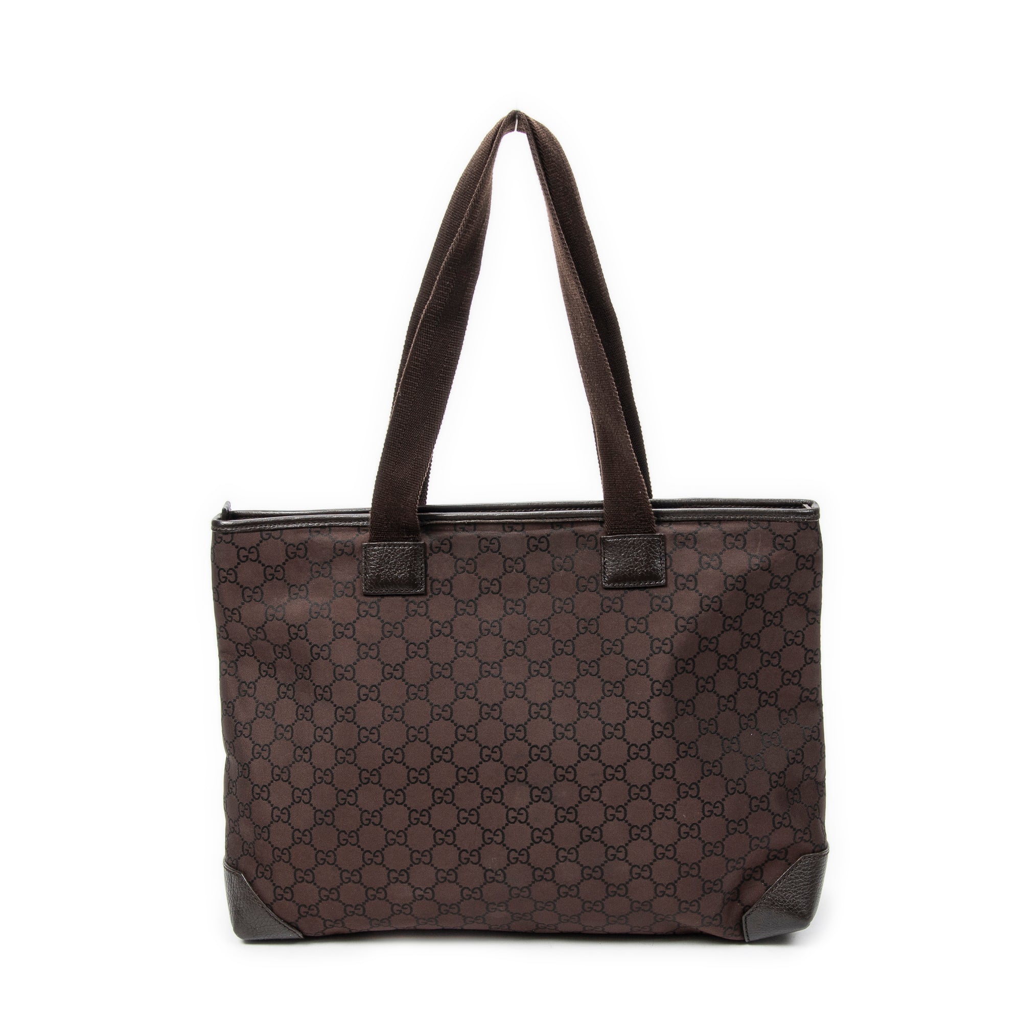 Shoulder Bag Medium Front Pocket Tote Dark Brown Monogrammed Nylon Canvas