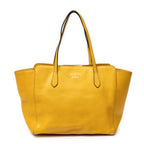 Shoulder Bag Medium Swing Tote Yellow Grained Calfskin Leather