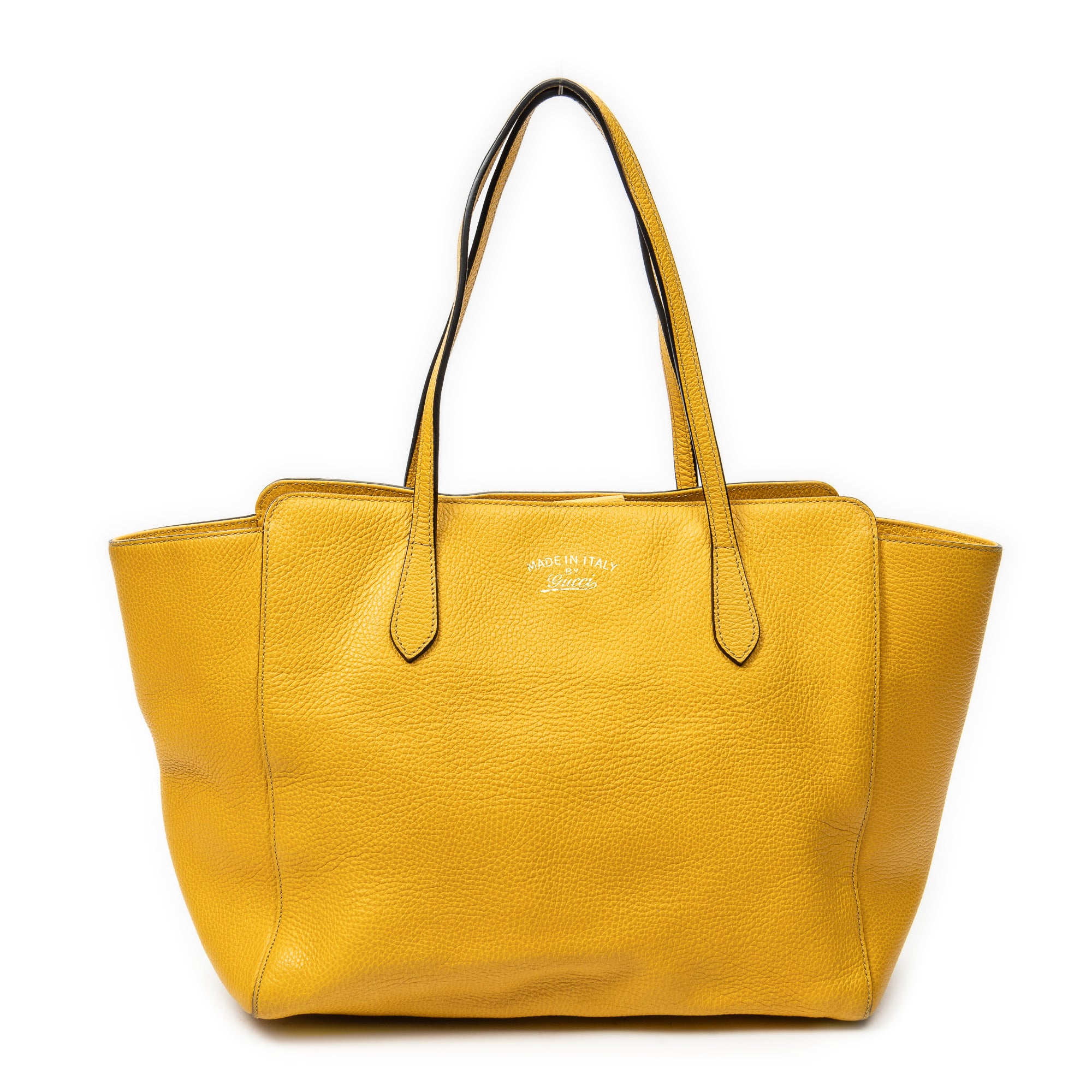 Shoulder Bag Medium Swing Tote Yellow Grained Calfskin Leather