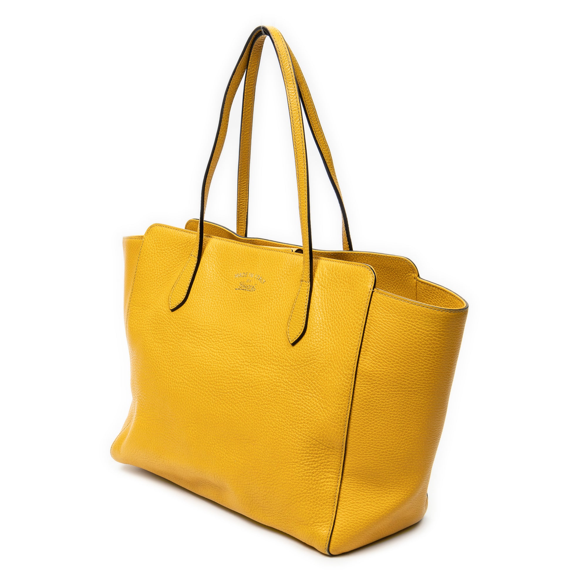 Shoulder Bag Medium Swing Tote Yellow Grained Calfskin Leather