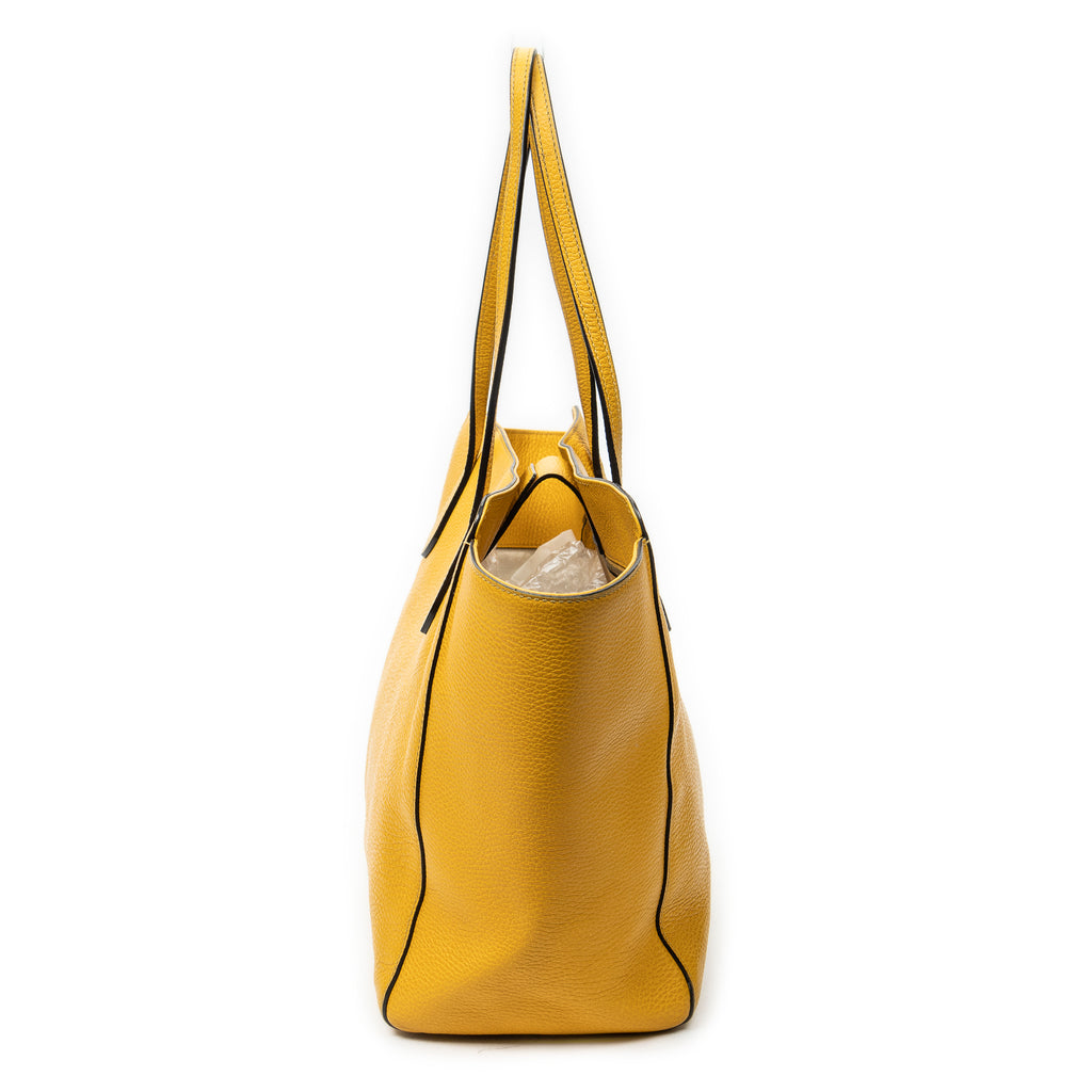Shoulder Bag Medium Swing Tote Yellow Grained Calfskin Leather