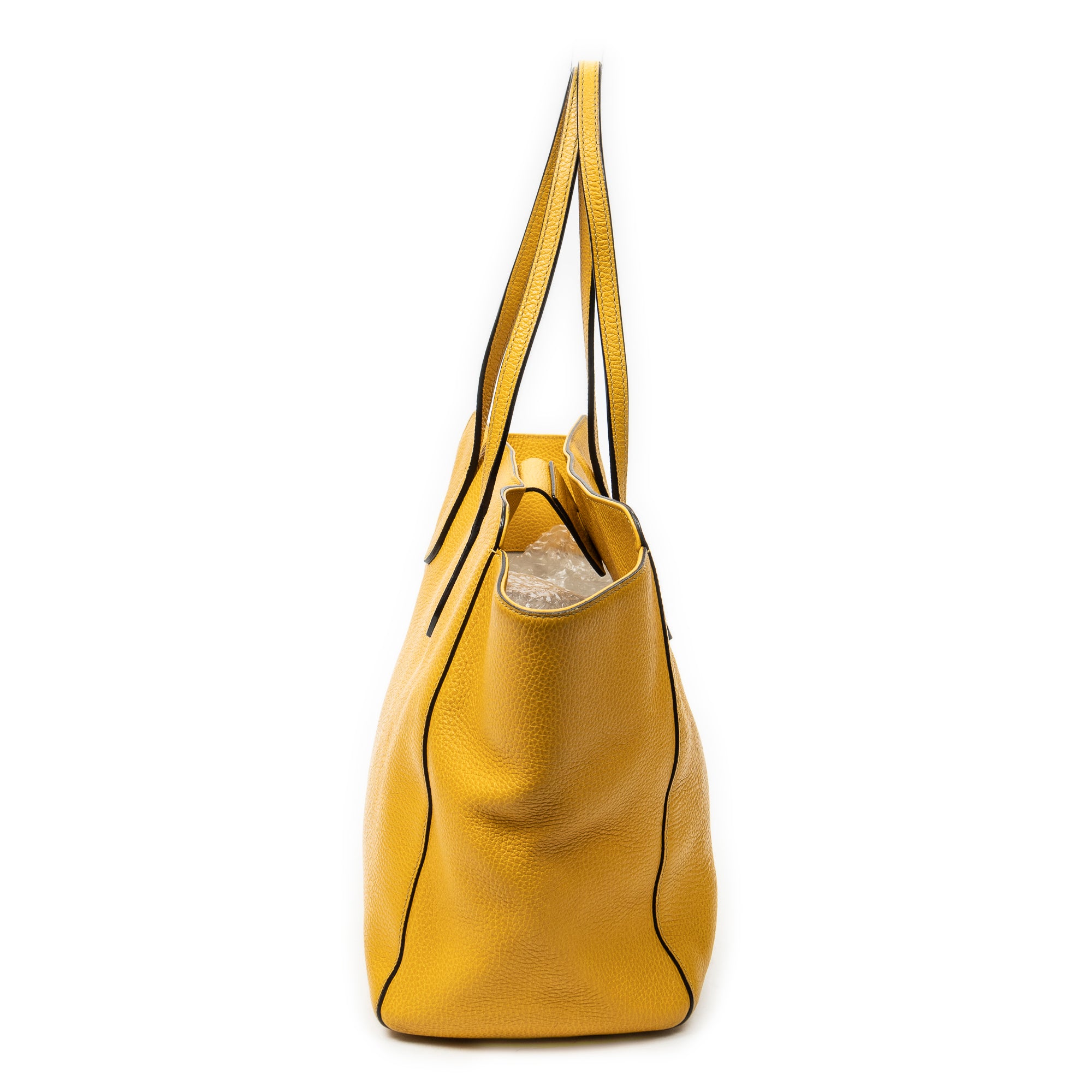 Shoulder Bag Medium Swing Tote Yellow Grained Calfskin Leather