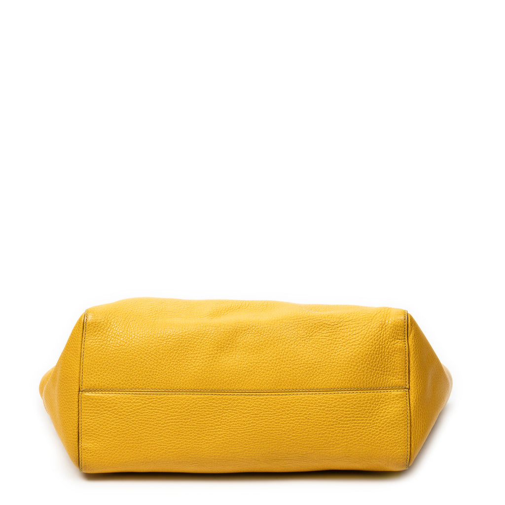 Shoulder Bag Medium Swing Tote Yellow Grained Calfskin Leather