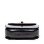 Shoulder Bag Small Bamboo Top Handle Flap Black Smooth Calfskin Leather