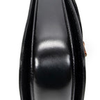 Shoulder Bag Small Bamboo Top Handle Flap Black Smooth Calfskin Leather