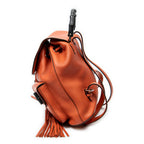 Backpack Medium Bamboo Tassel Backpack Orange Grained Calfskin Leather