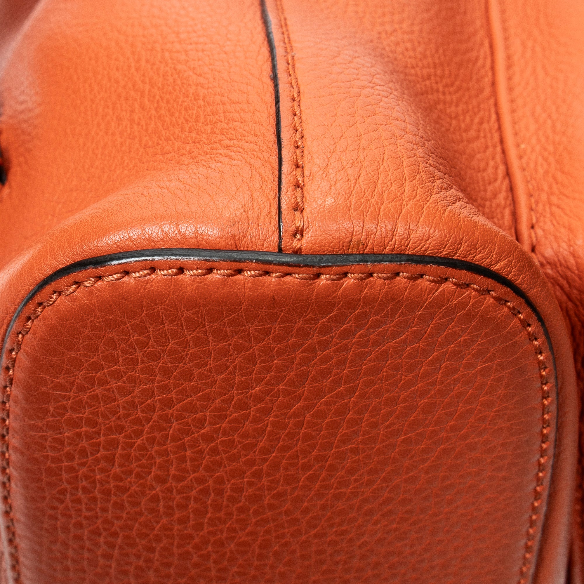 Backpack Medium Bamboo Tassel Backpack Orange Grained Calfskin Leather