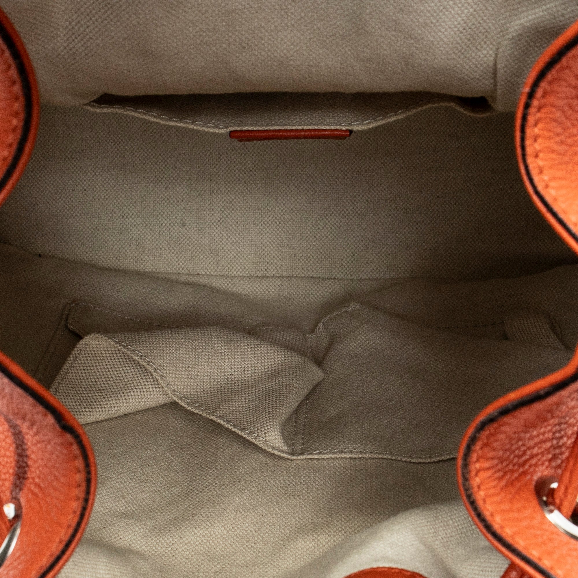 Backpack Medium Bamboo Tassel Backpack Orange Grained Calfskin Leather
