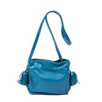 Shoulder Bag Small Tassel Flamenco Teal Calfskin Leather