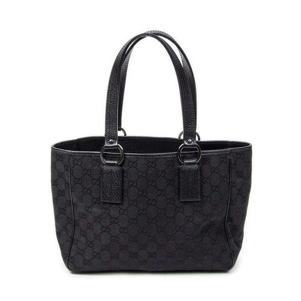 Shoulder Bag Small Shoulder Tote Black Monogrammed Canvas