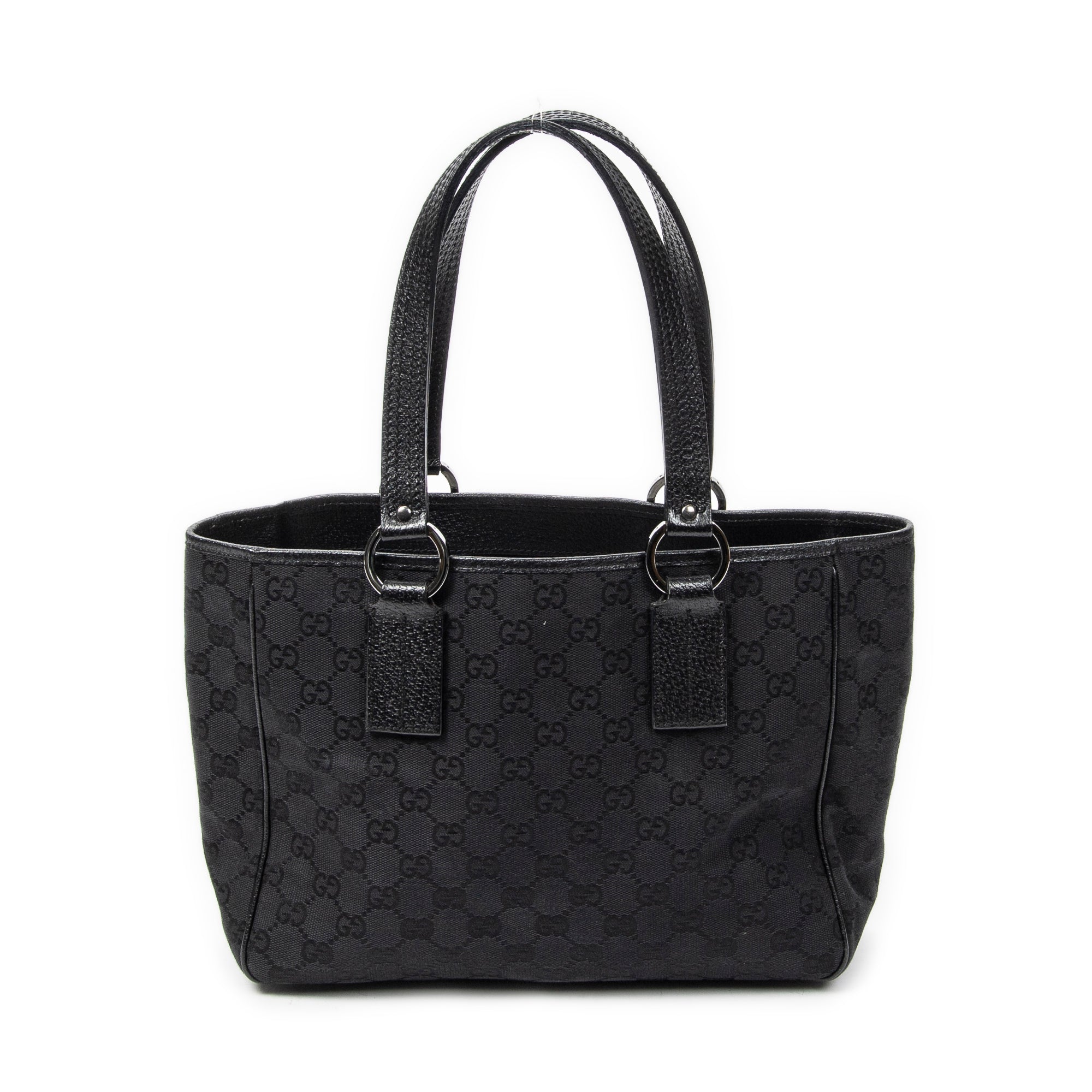 Shoulder Bag Small Shoulder Tote Black Monogrammed Canvas