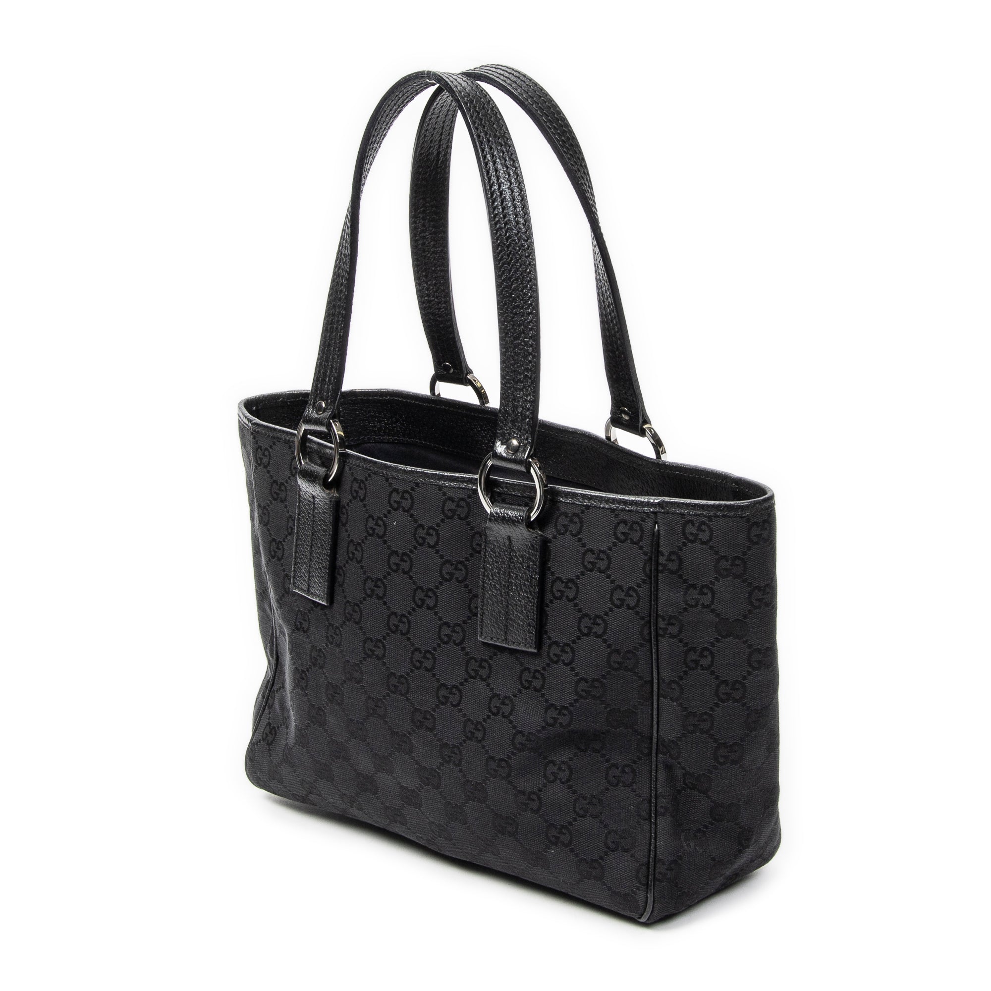 Shoulder Bag Small Shoulder Tote Black Monogrammed Canvas