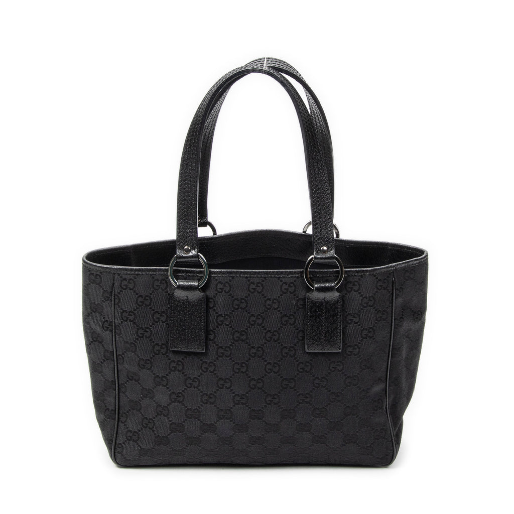 Shoulder Bag Small Shoulder Tote Black Monogrammed Canvas