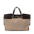 Handbag Horizontal Belt Tote Beige Monogrammed Canvas