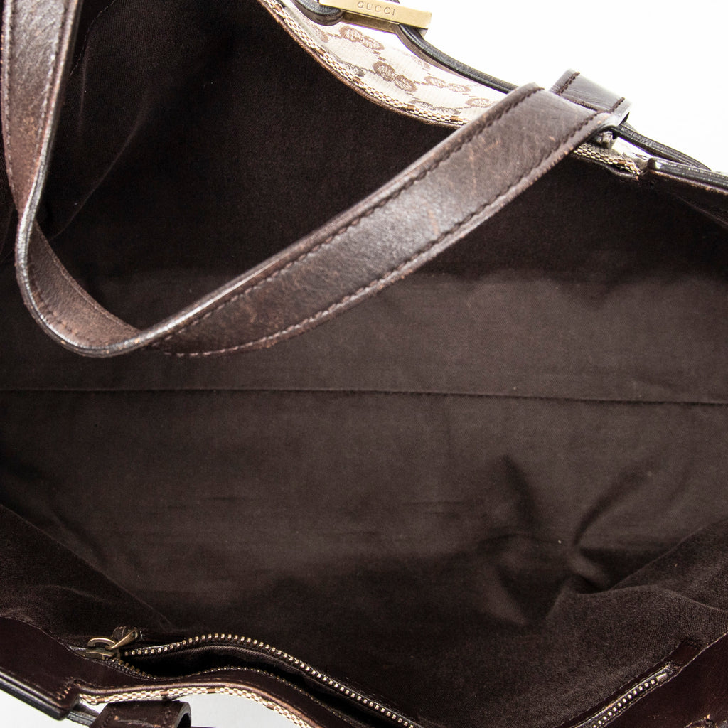 Handbag Horizontal Belt Tote Beige Monogrammed Canvas
