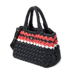 Bolso de hombro pequeño Canapa Tote de rafia negra de ganchillo
