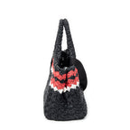Bolso de hombro pequeño Canapa Tote de rafia negra de ganchillo