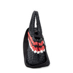 Bolso de hombro pequeño Canapa Tote de rafia negra de ganchillo