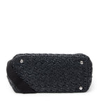 Bolso de hombro pequeño Canapa Tote de rafia negra de ganchillo