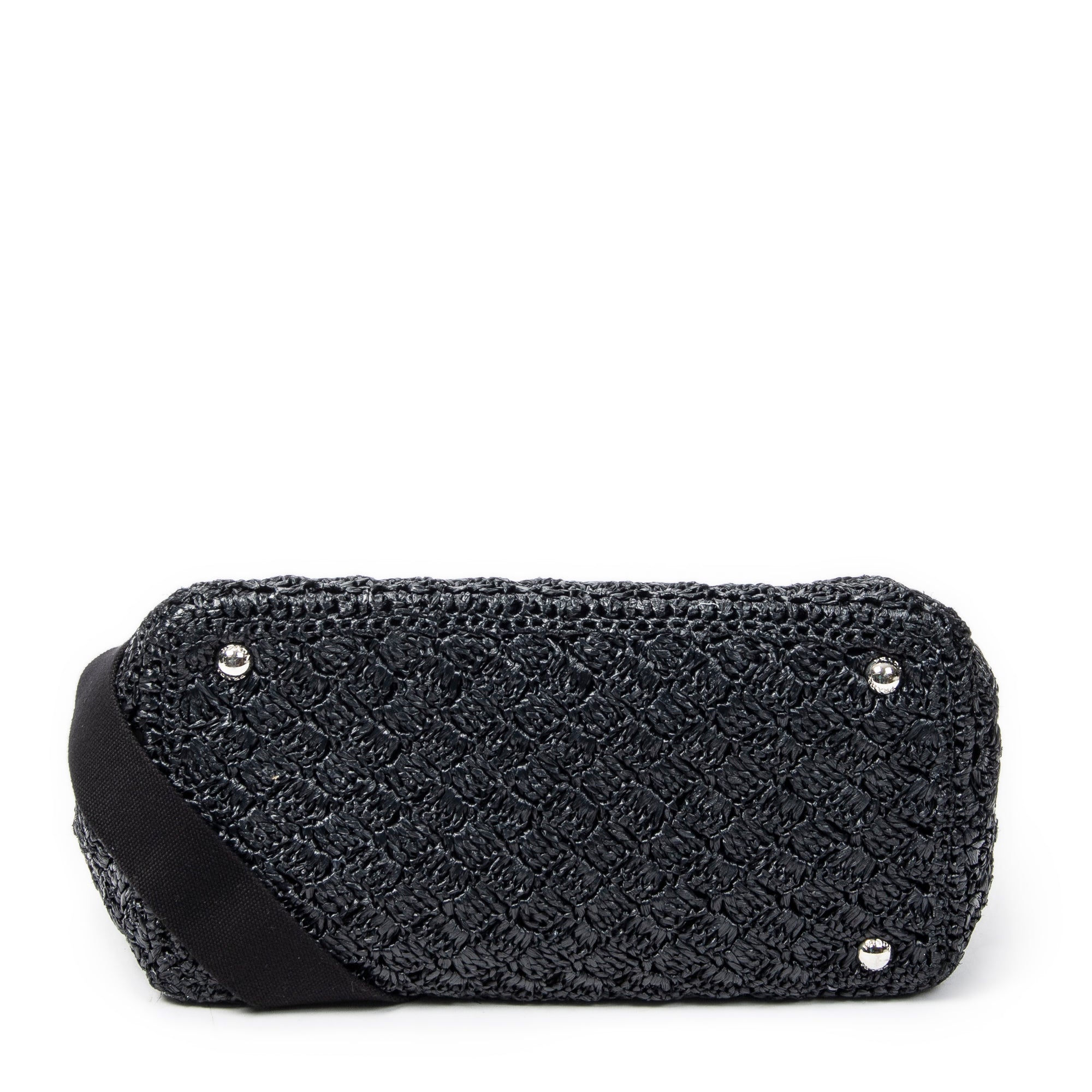 Bolso de hombro pequeño Canapa Tote de rafia negra de ganchillo