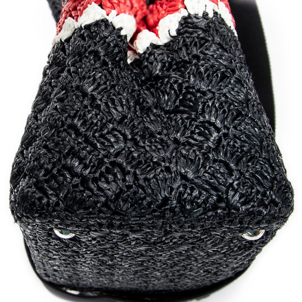 Bolso de hombro pequeño Canapa Tote de rafia negra de ganchillo